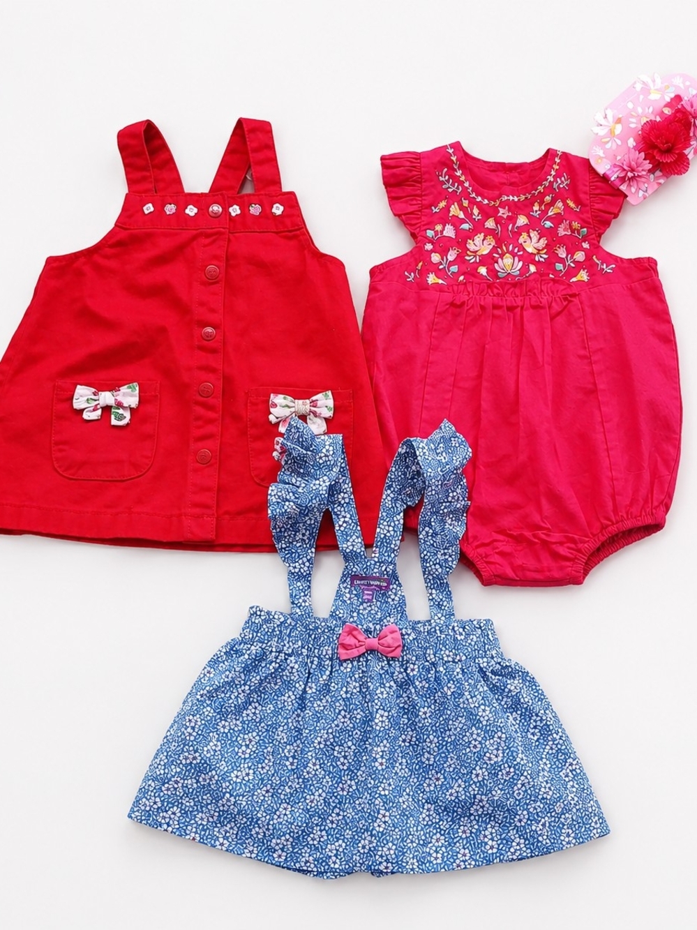 Sergen Major Baby Girl Dress Romper Bundle  6 Months Floral Summer Outfits Bow